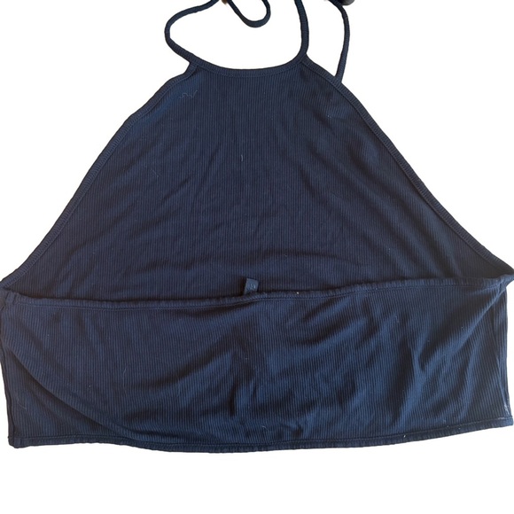 SKIMS Soft Lounge Super Cropped Halter Top in Onyx Size 4X - Picture 4 of 5